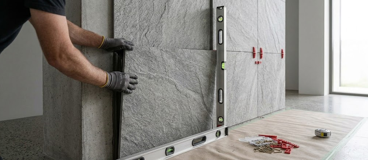 Cladding installation in progress