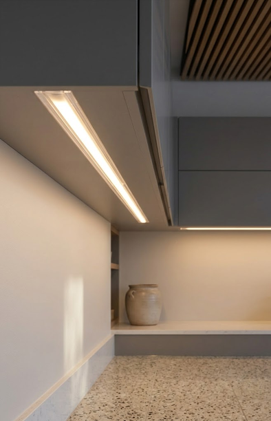Under-cabinet LED lighting detail