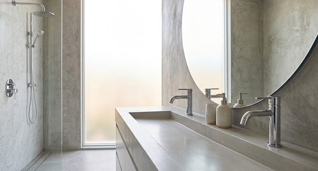 Bathroom vanity and shower fixtures