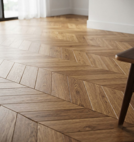 Herringbone timber flooring
