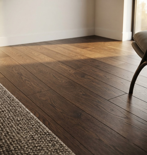 Dark timber flooring