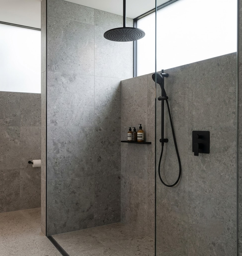 Walk-in shower plumbing