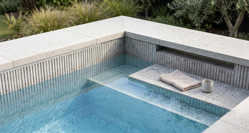 Pool spa edge detail